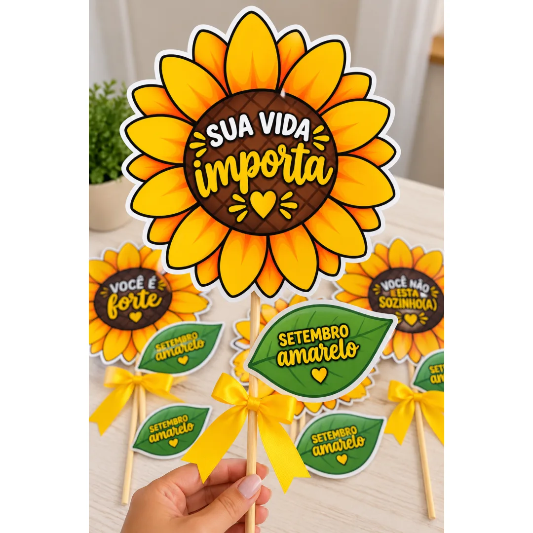 Lembrancinha Setembro Amarelo — Girassol “Você É Forte” em PDF