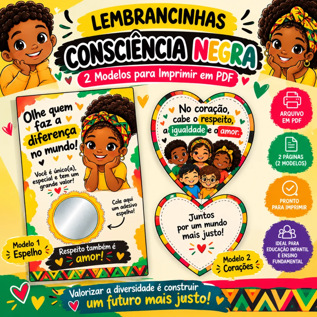 Lembrancinhas Consciência Negra – 2 Modelos para Imprimir em PDF