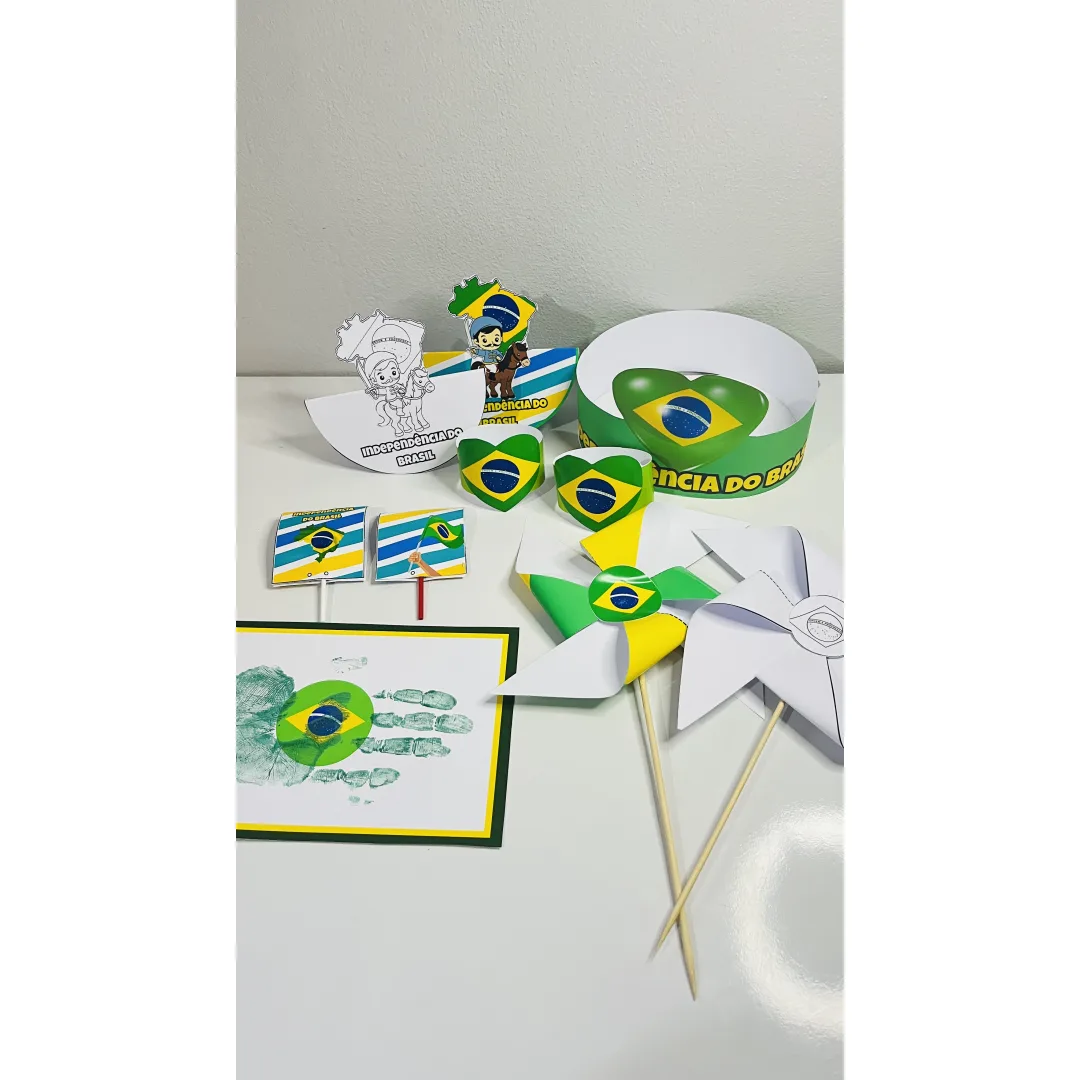 lembrancinhas dia Da Independência do Brasil e painel 