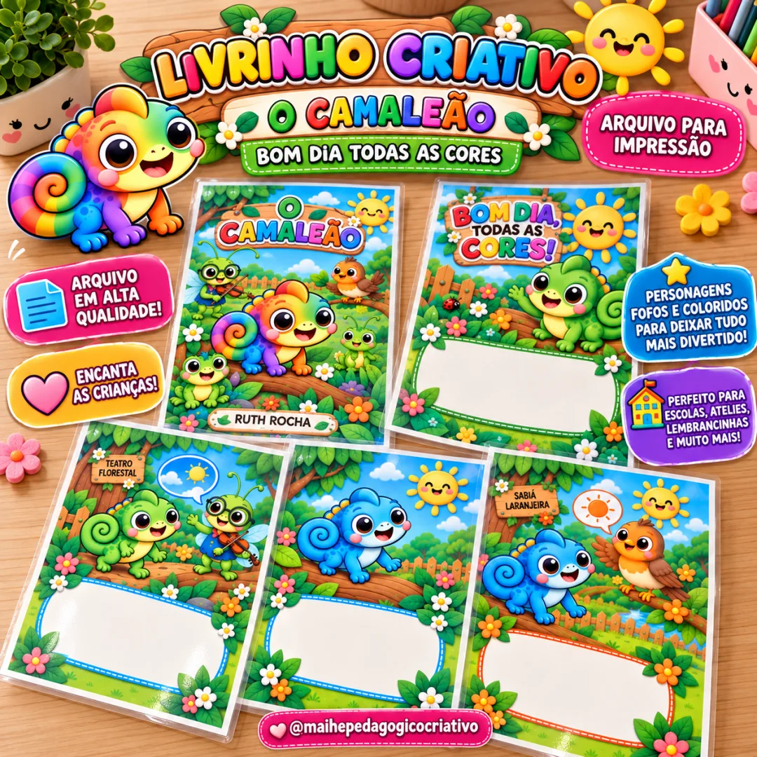 Livrinho Criativo O Camaleão ( Bom Dia Todas as Cores ) - Educação Infantil - Arquivo Digital