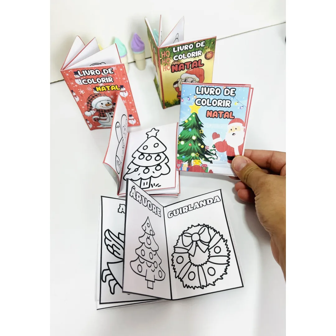 Livrinhos de Natal para Montar e Colorir em PDF-Ed. Infantil 