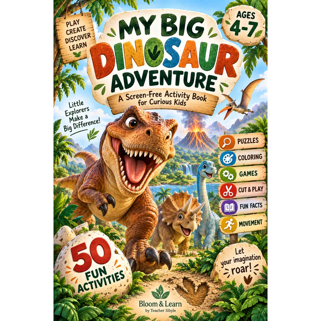 Livro de Atividades de Dinossauros em Inglês - pdf 4 a 7 anos