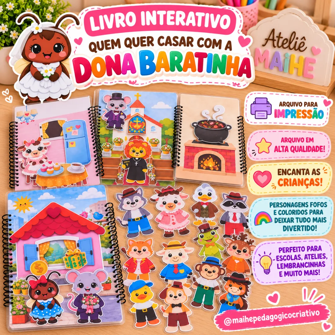 Livro Interativo – Quem Quer Casar com a Dona Baratinha - Educação Infantil - Arquivo Digital