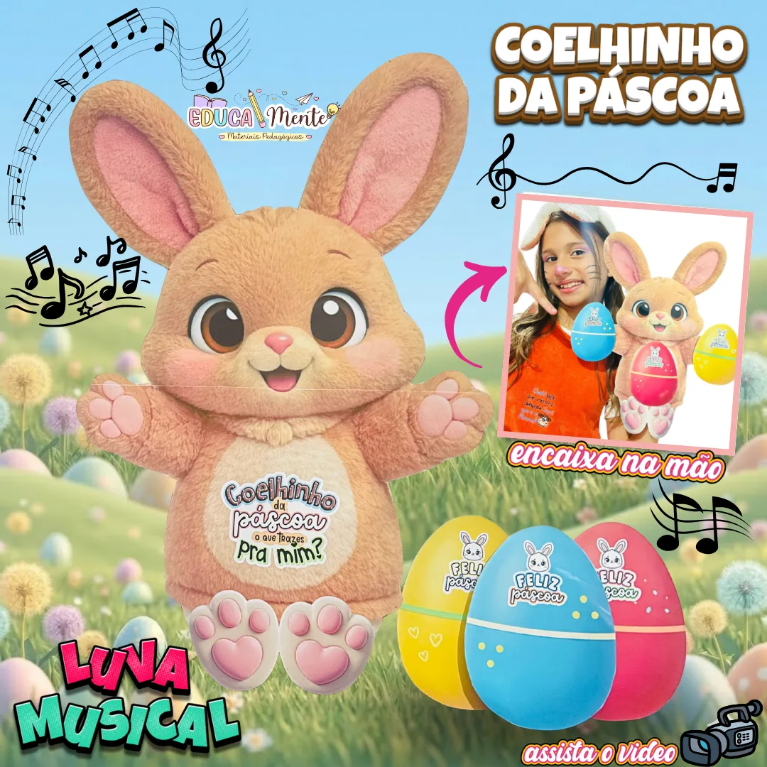 🐰✨ LUVA MUSICAL – Coelhinho da Páscoa ✨🐰