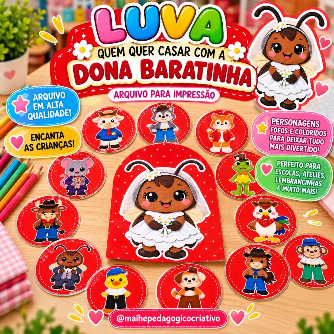 Luva Pedagógica Quem Quer Casar com a Dona Baratinha - Educação Infantil - Arquivo Digital