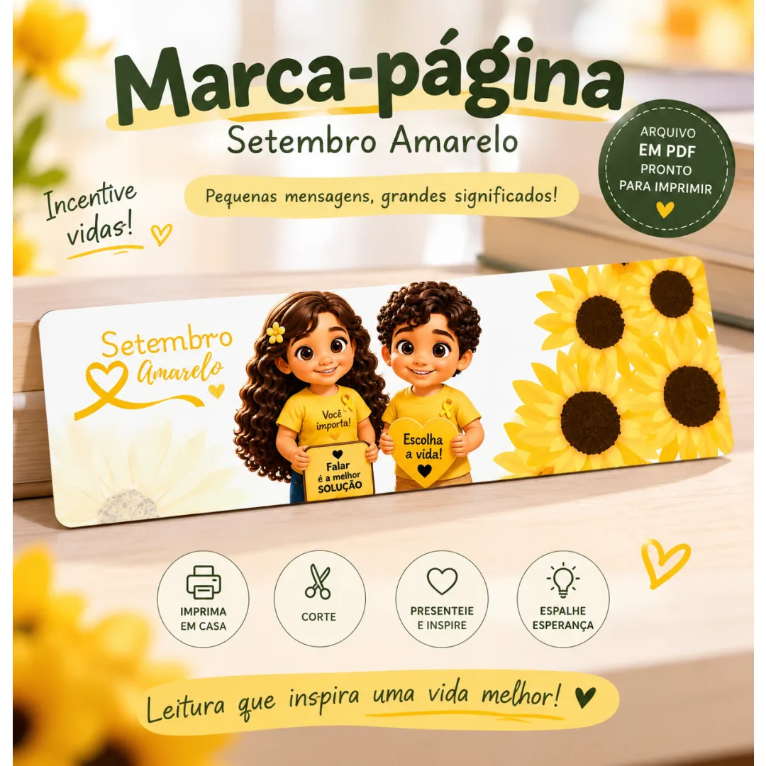 Marca-pagina setembro amarelo 5 por fl PDF 1° e 2° ano