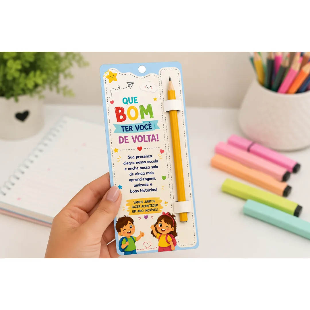 📚✨ Marcador de Página com Lápis – Volta às Aulas ✨