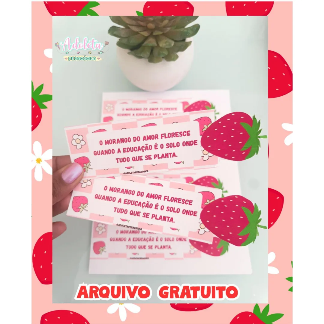 Marcador de Página Morango do Amor(Gratuito)