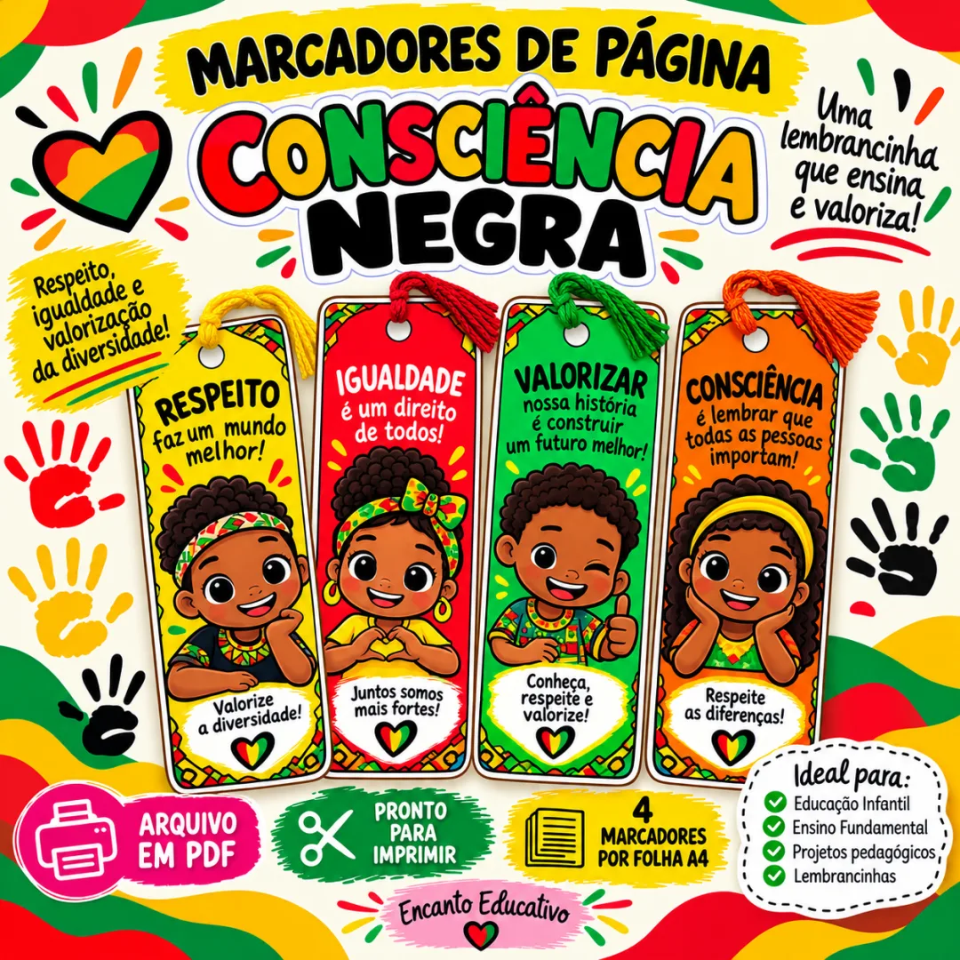 Marcadores de Página Consciência Negra para Imprimir – PDF
