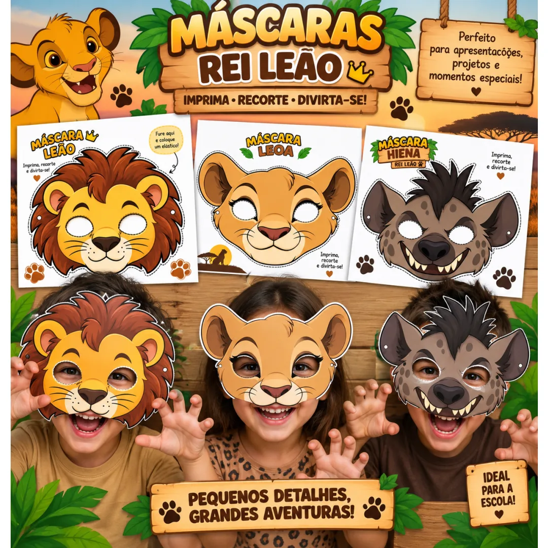 Máscaras de Leão para Alfabetização em PDF