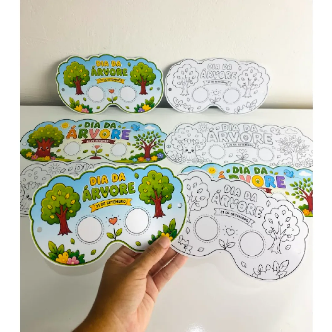 Máscaras Dia da Árvore – Coloridas e para Colorir! em PDF