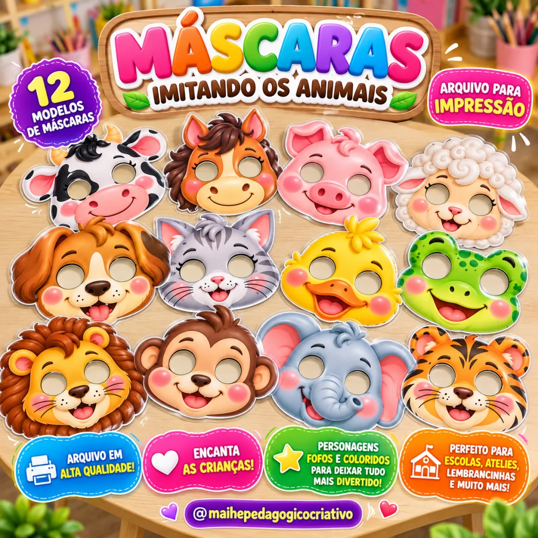 Imitando os Animais - Máscaras dos Animais - Educação Infantil - Jogos - Arquivo Digital