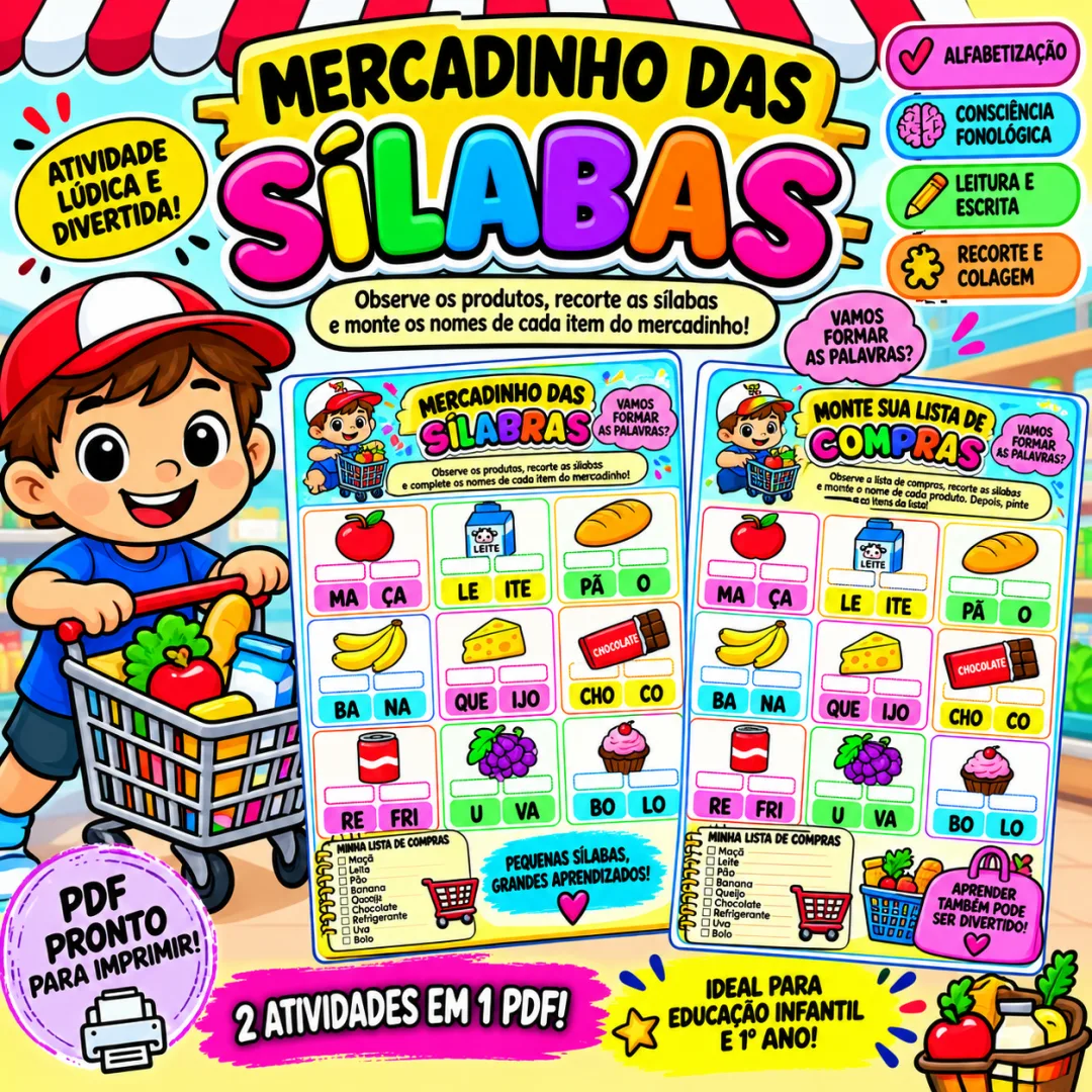 Mercadinho das Sílabas – Atividade Lúdica de Alfabetização em PDF