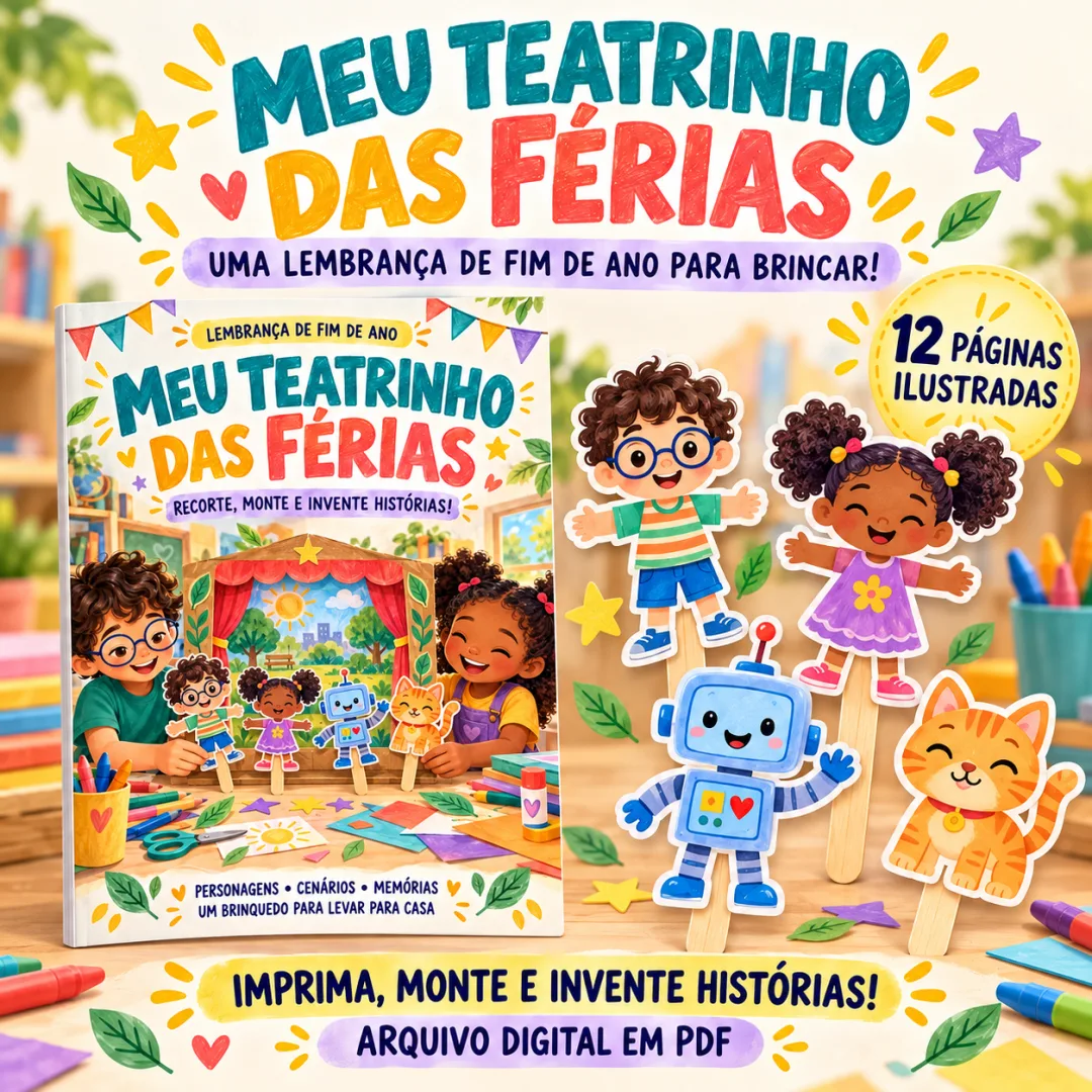 Meu Teatrinho das Férias — Kit Ilustrado de Fim de Ano em PDF