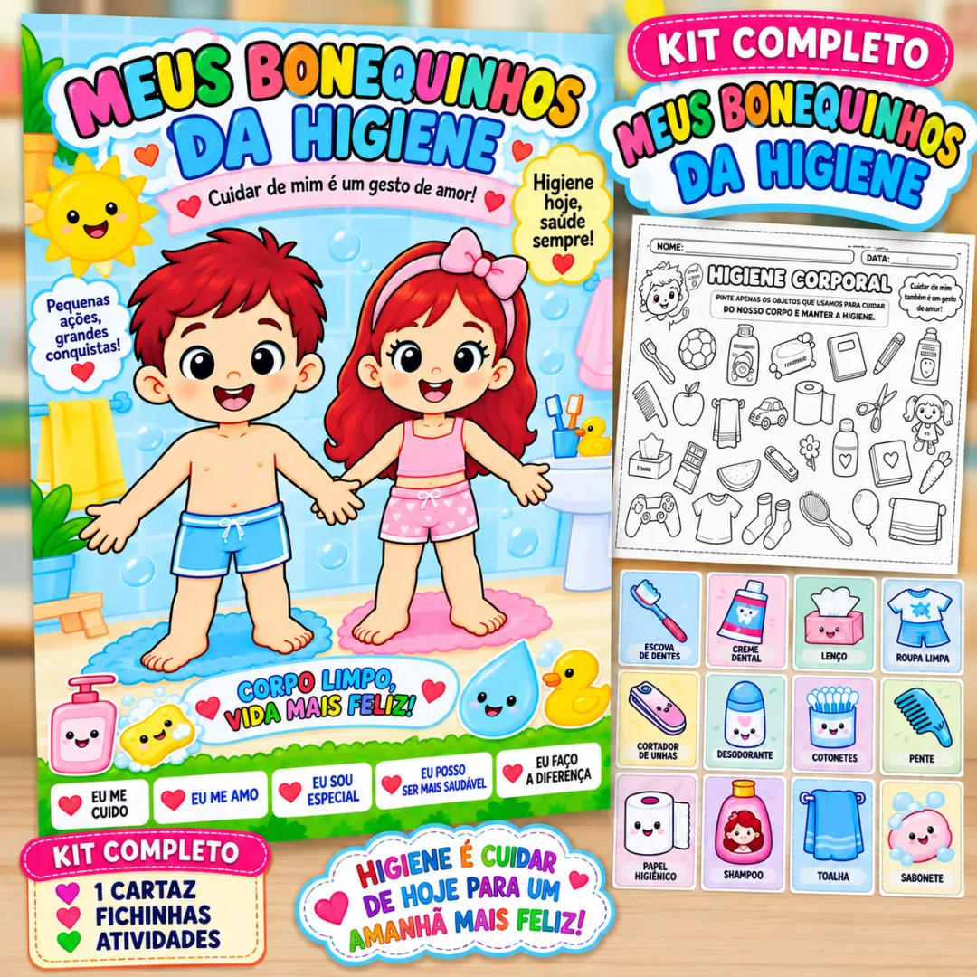 Meus Bonequinhos Da Higiene – Kit Completo para Educação Infantil Em PDF!