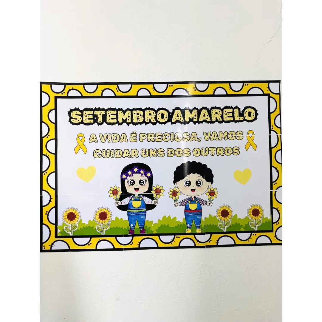 MINI KIT SETEMBRO AMARELO: PAINEL + VISEIRA + LEMBRANCINHA