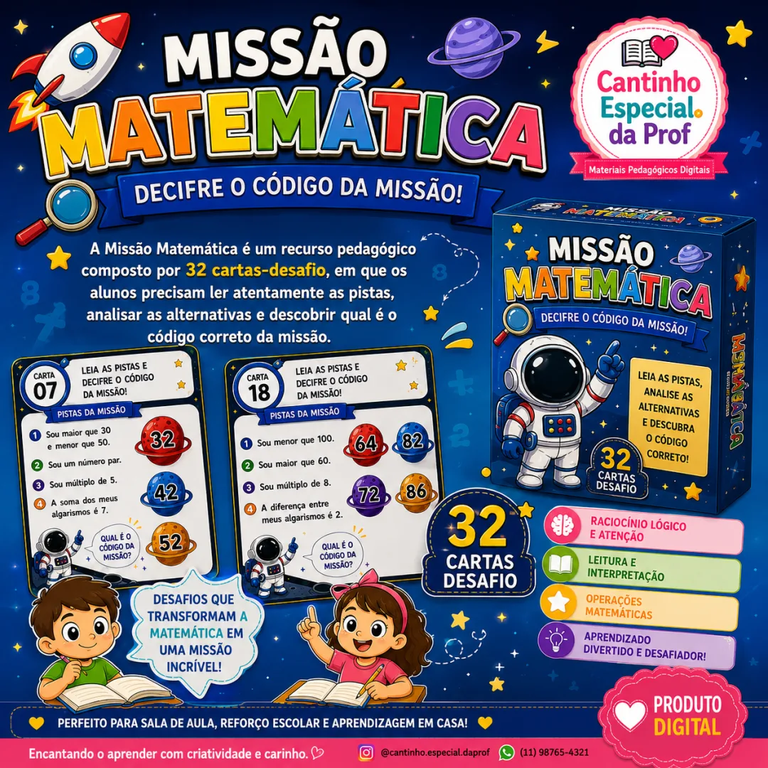 🚀✨ MISSÃO MATEMÁTICA – DECIFRE O CÓDIGO DA MISSÃO! ✨🚀 