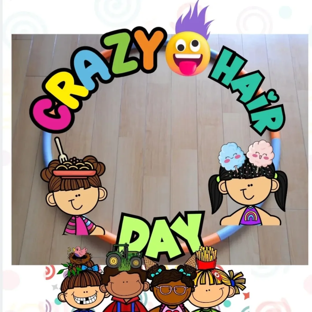 MOLDURA PARA FOTO / BAMBOLÊ EM INGLÊS "CRAZY HAIR DAY"🤪