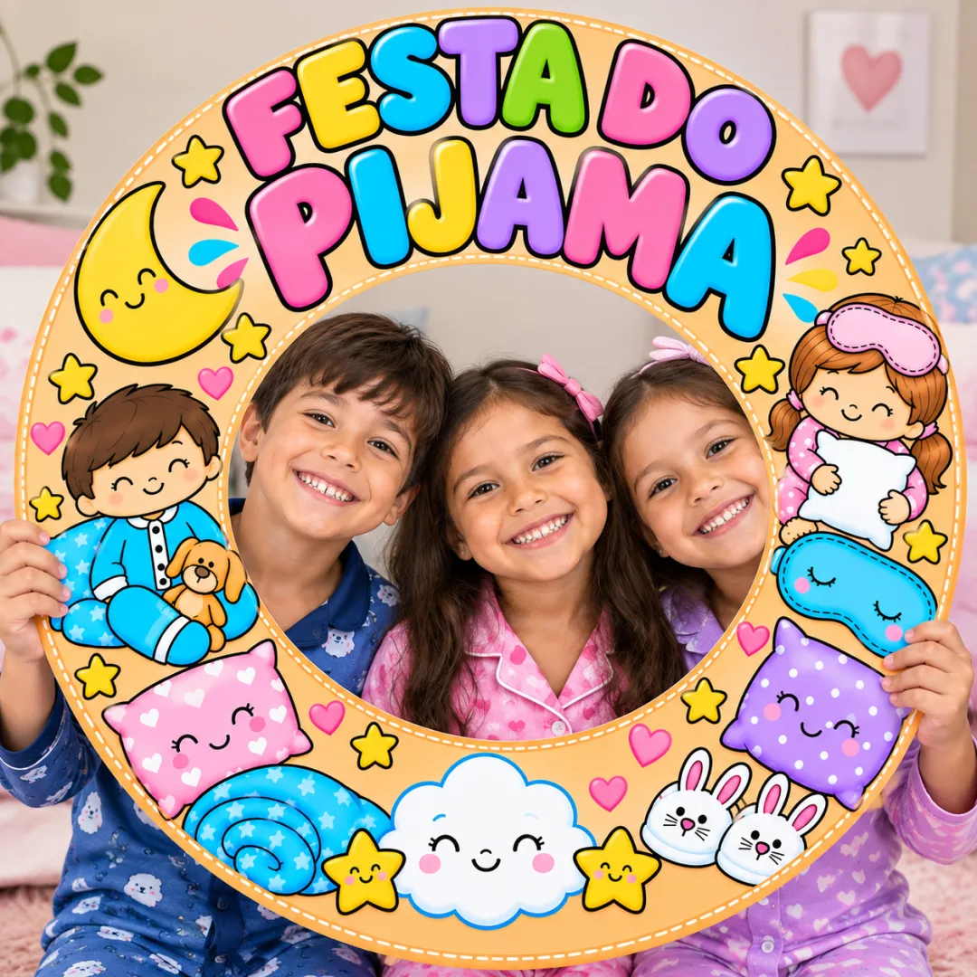 Moldura para Fotos - Festa do Pijama - PDF 12 Páginas