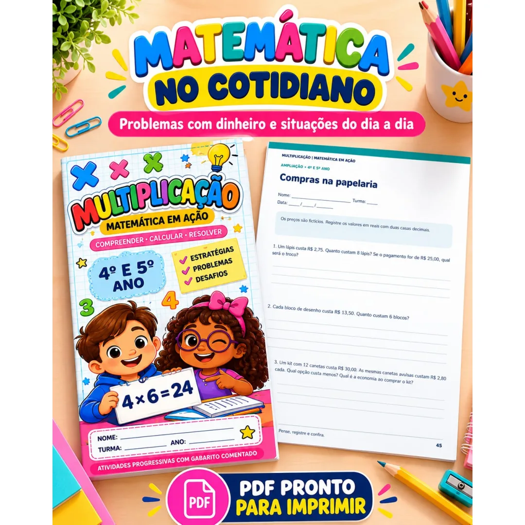 Apostila de Multiplicação em PDF - 4º e 5º Ano - 60 Páginas