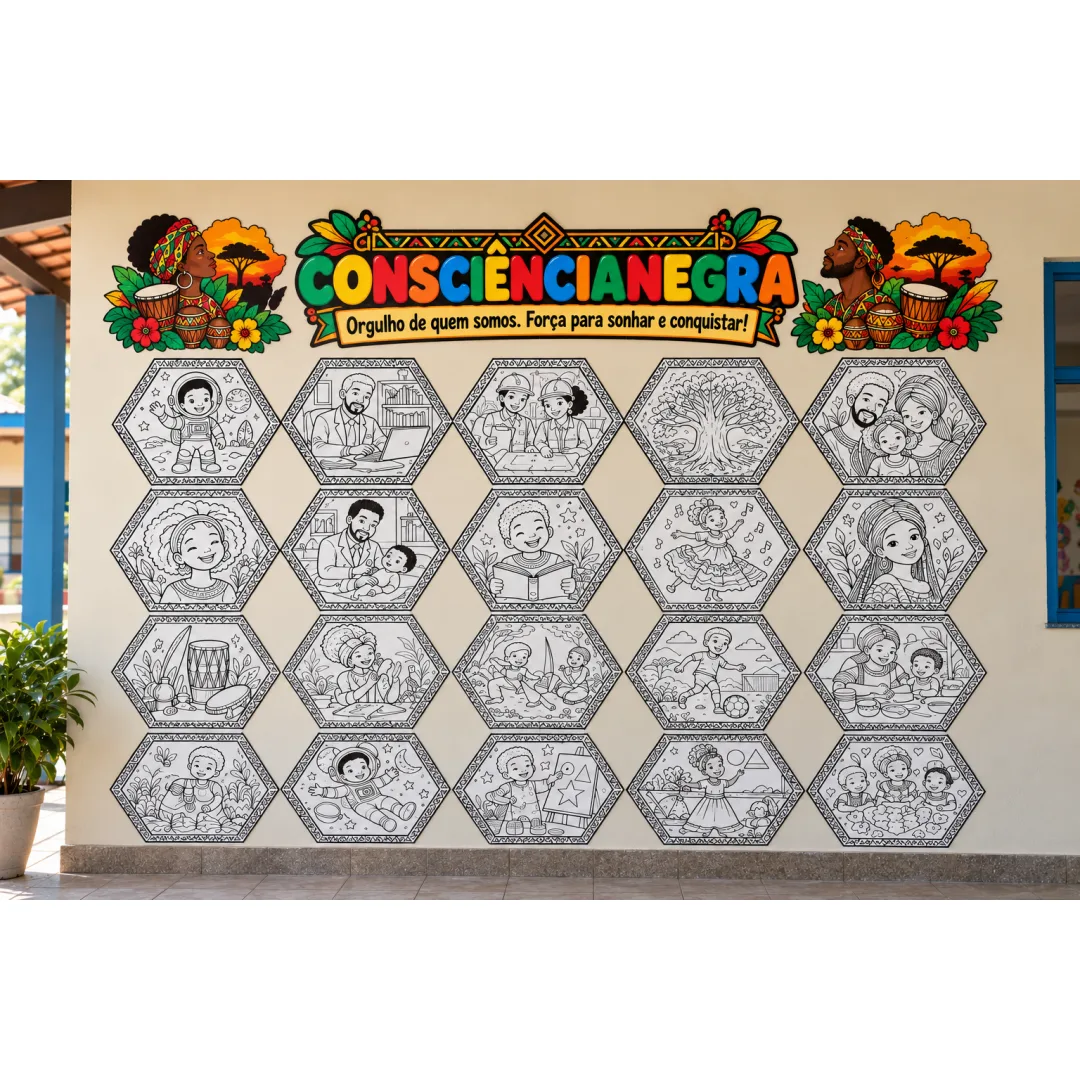 MURAL Consciência NEGRA para COLORIR em PDF