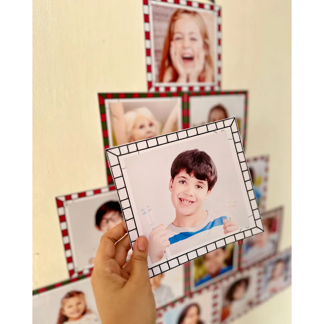 Mural de Fotos Árvore de Natal — Colorido e para Colorir em PDF