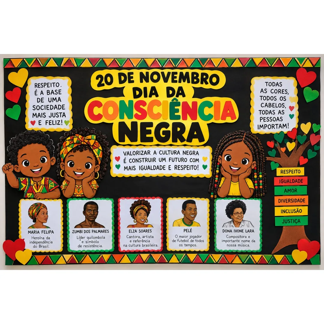 Mural Dia da Consciência Negra - 12 Páginas - PDF ENSINO FUNDAMENTAL E ENSINO INFANTIL