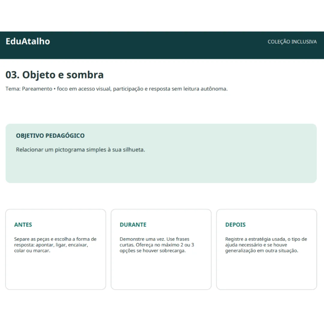Objeto e Sombra – Pareamento Visual com Peças de Apoio em PDF