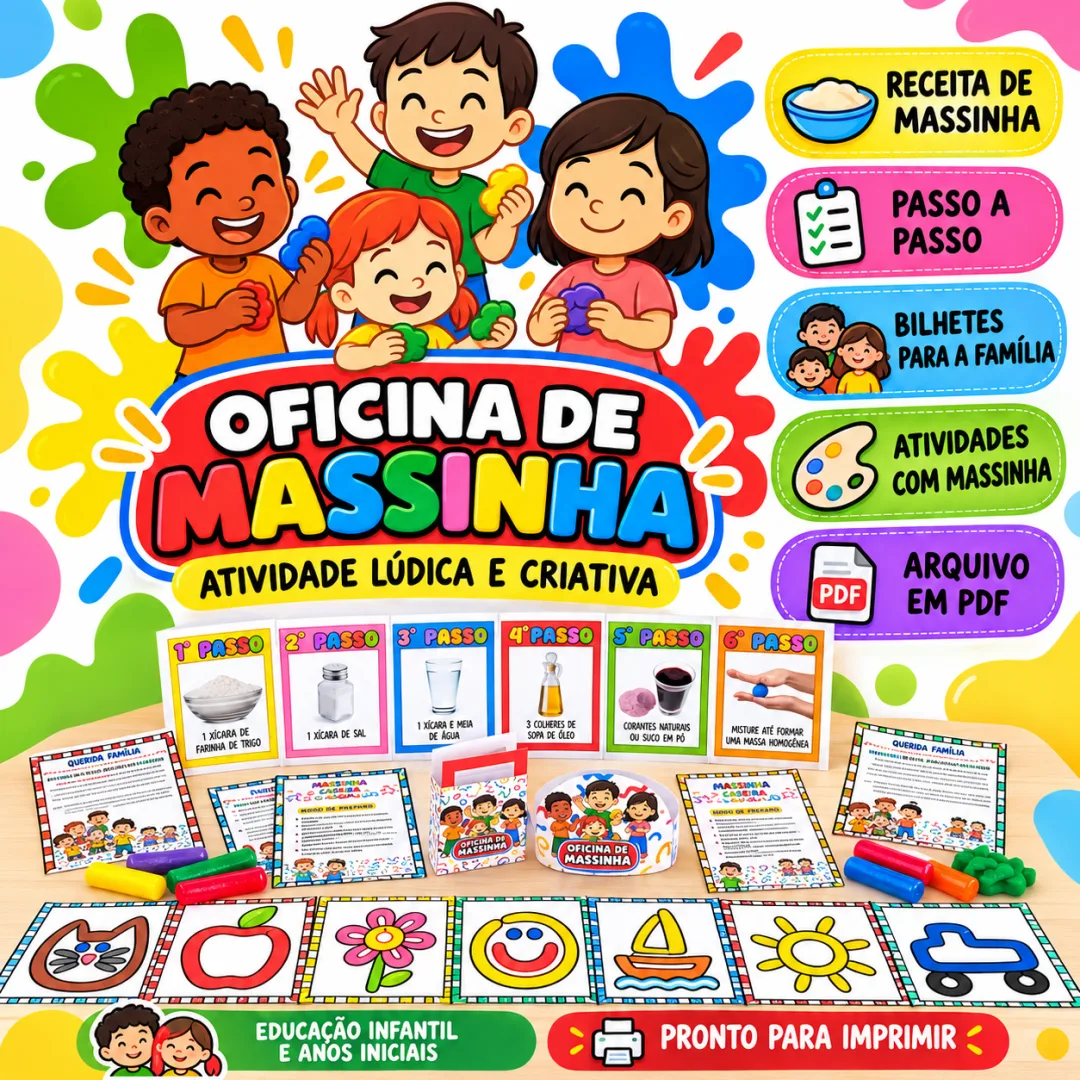 Oficina de Massinha - Kit Pedagógico para Imprimir - Educação Infantil