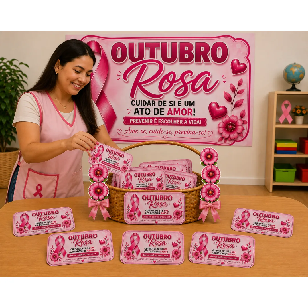 Outubro Rosa – Cestinha e Painel - Educação Infantil - PDF