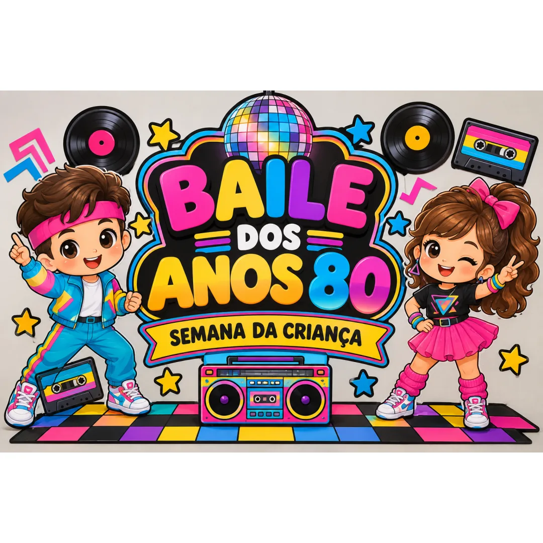 Painel Baile dos Anos 80 - Educação Infantil e Ensino Fundamental - PDF