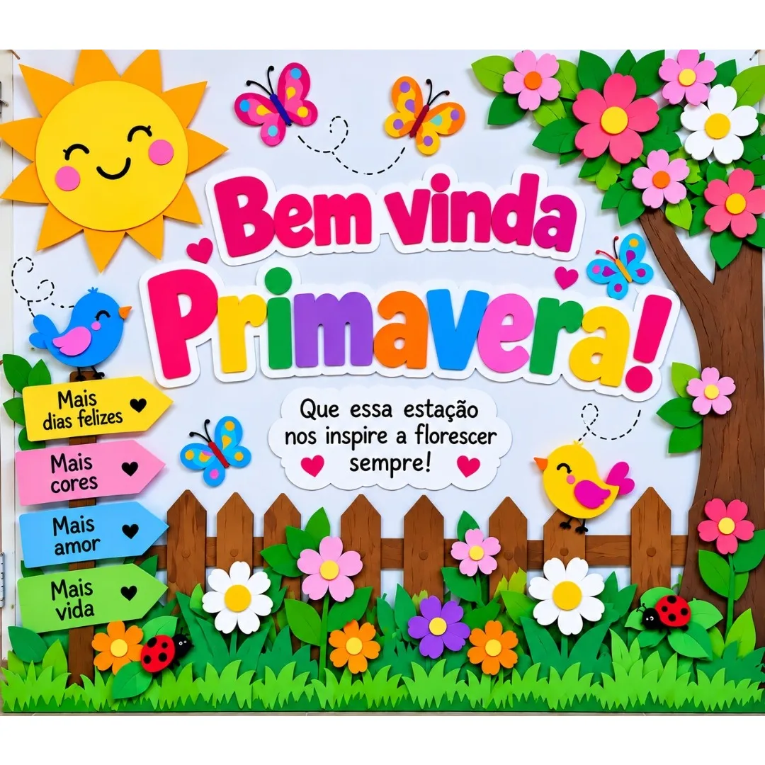 Painel Bem Vinda Primavera - Educação Infantil - PDF