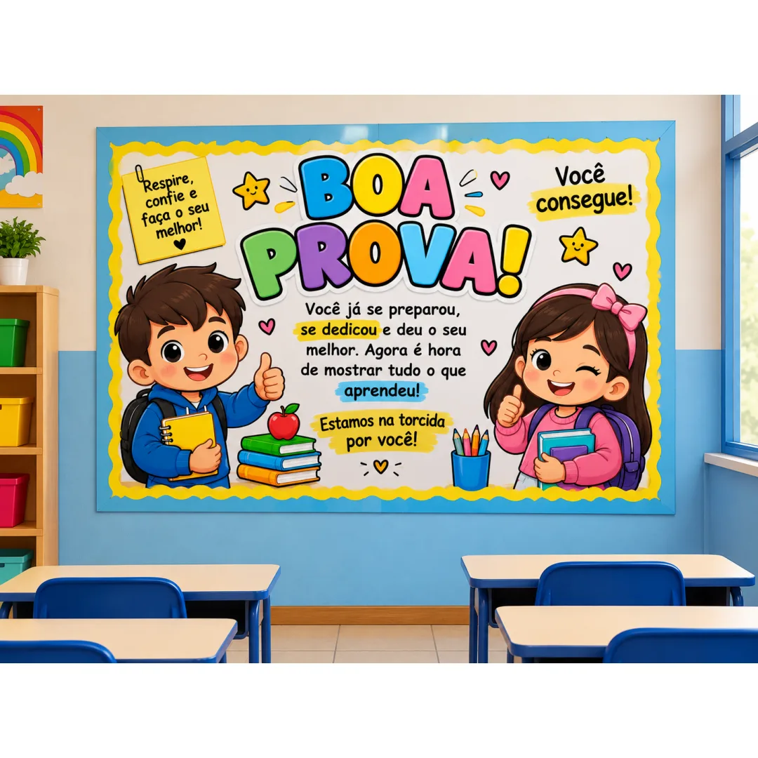 Painel Boa Prova Decoração Escolar com Frases Motivacionais em PDF