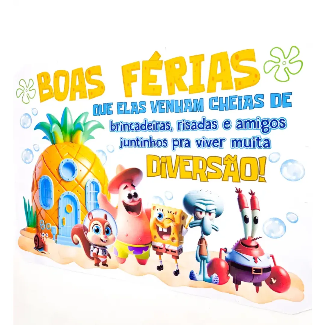 Painel Boas Férias - Inspirado no Bob Esponja