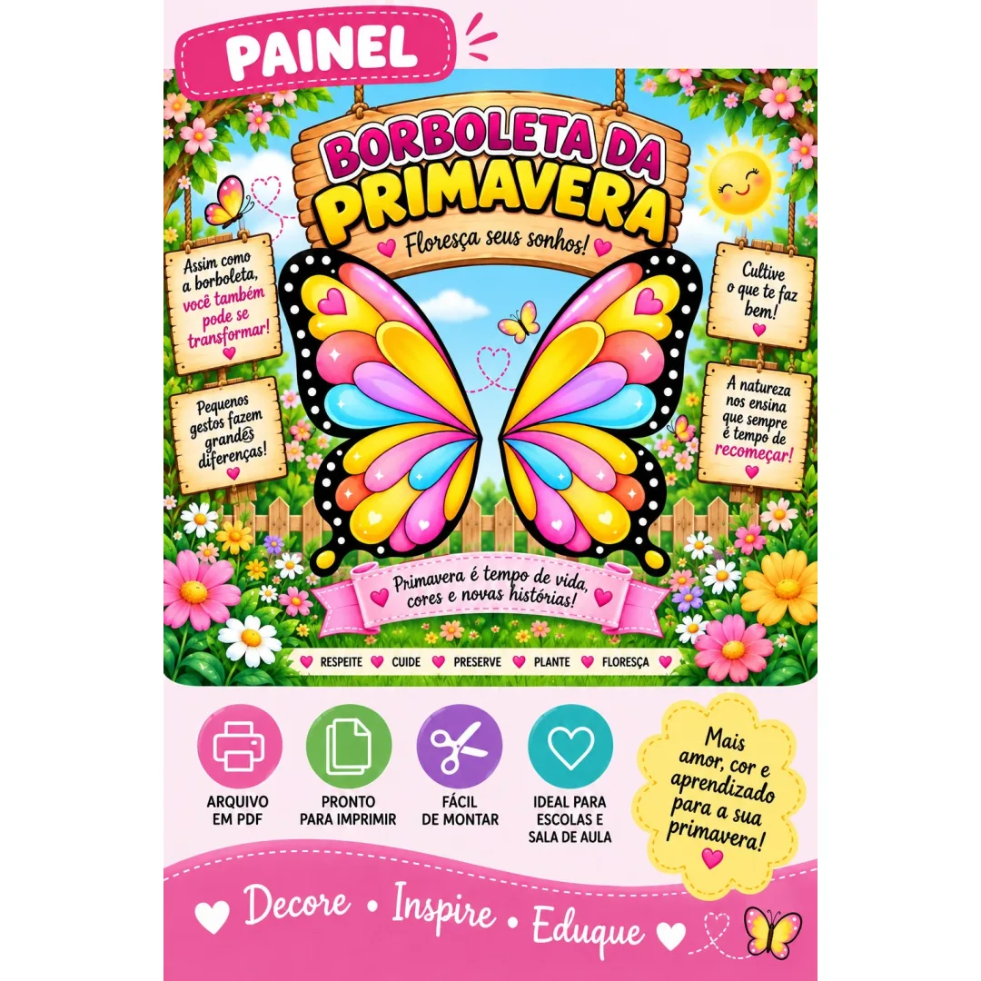 Painel Borboleta da Primavera - Educação Infantil - PDF
