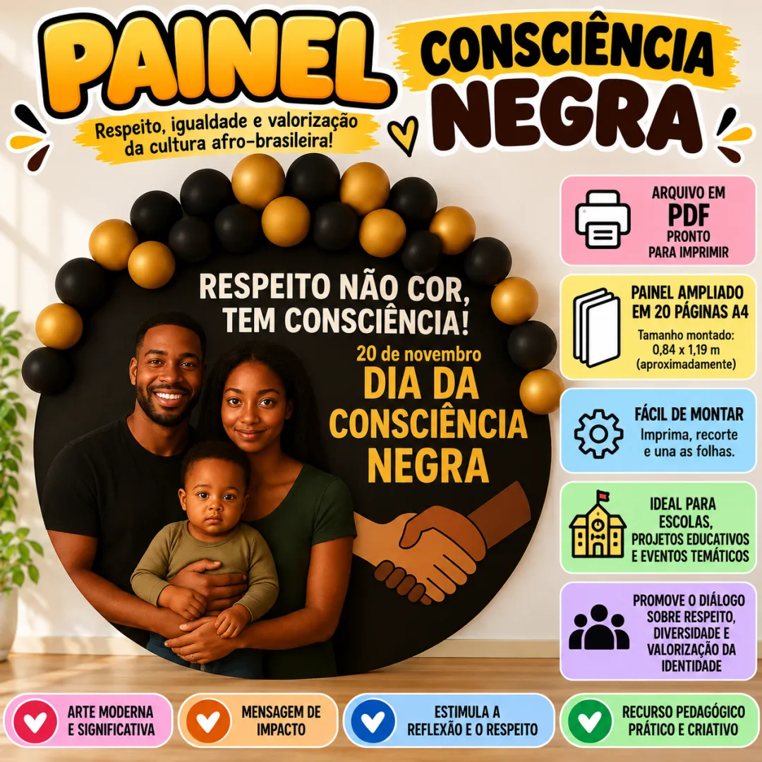 Painel Consciência Negra Do 1º Ao 5º ANO – Decoração Escolar em PDF