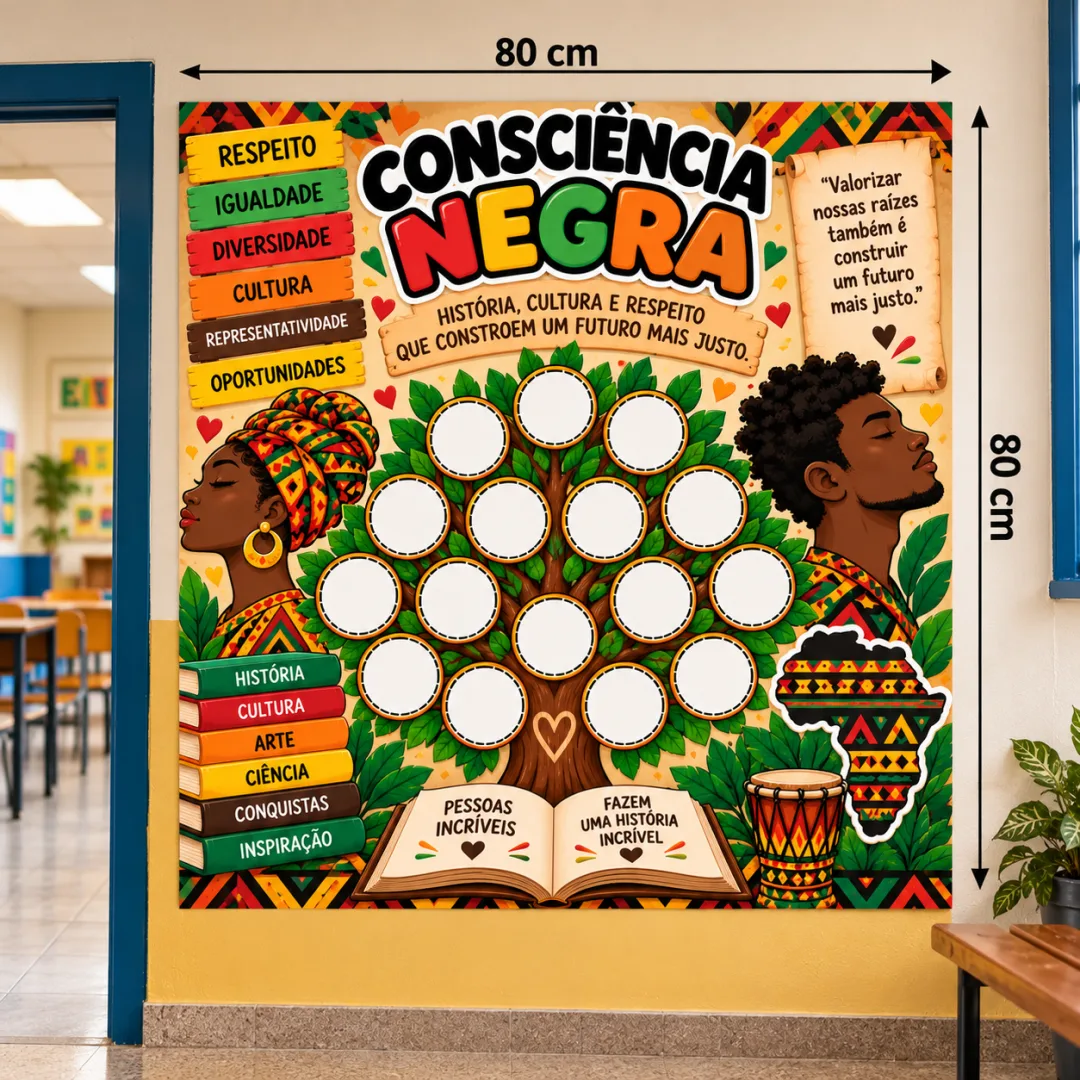 Painel Dia da Consciência Negra: Tamanho G 80×80 cm 1º e 2º Ano PDF para Imprimir
