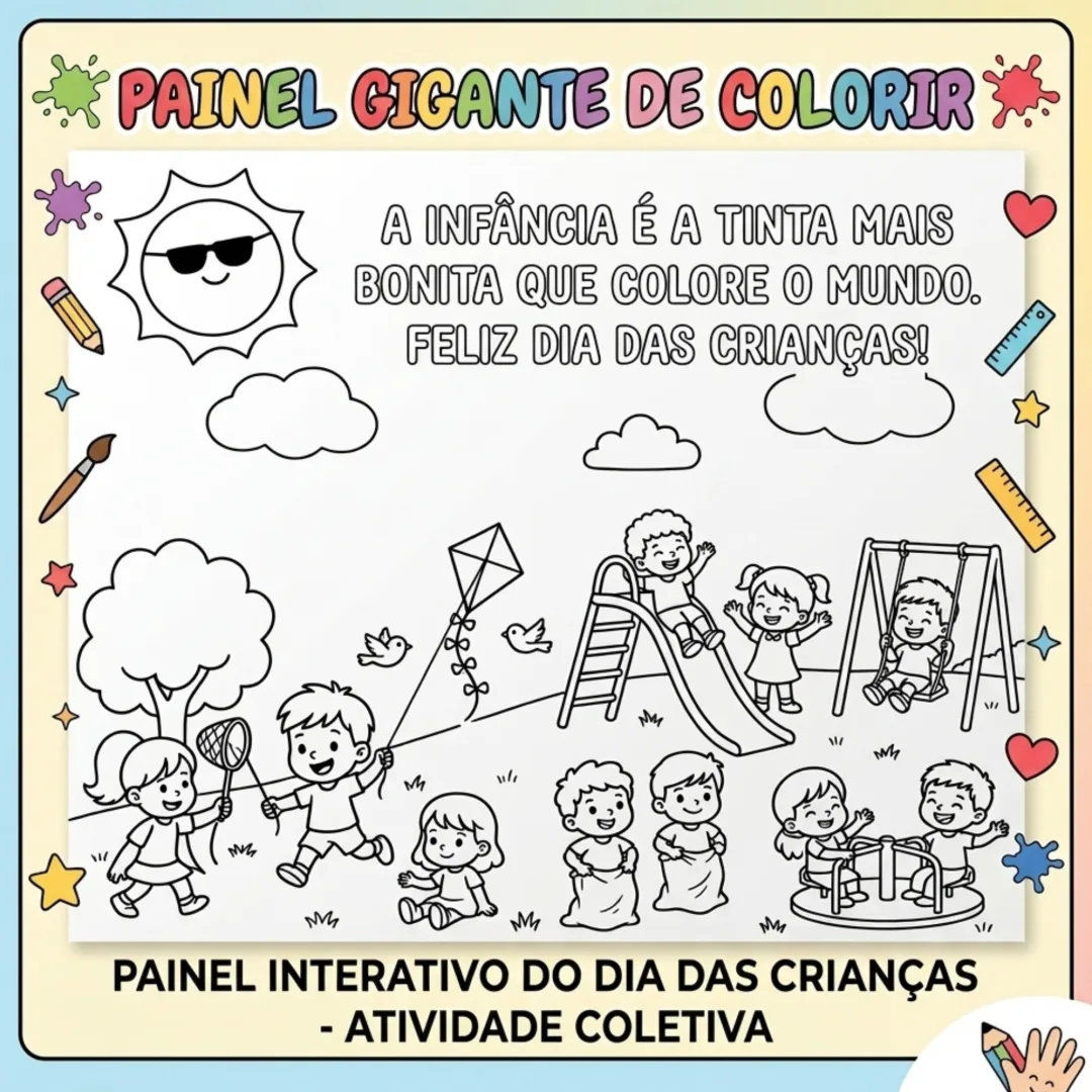 Painel de Colorir: Feliz Dia das Crianças pdf Educação Infantil 