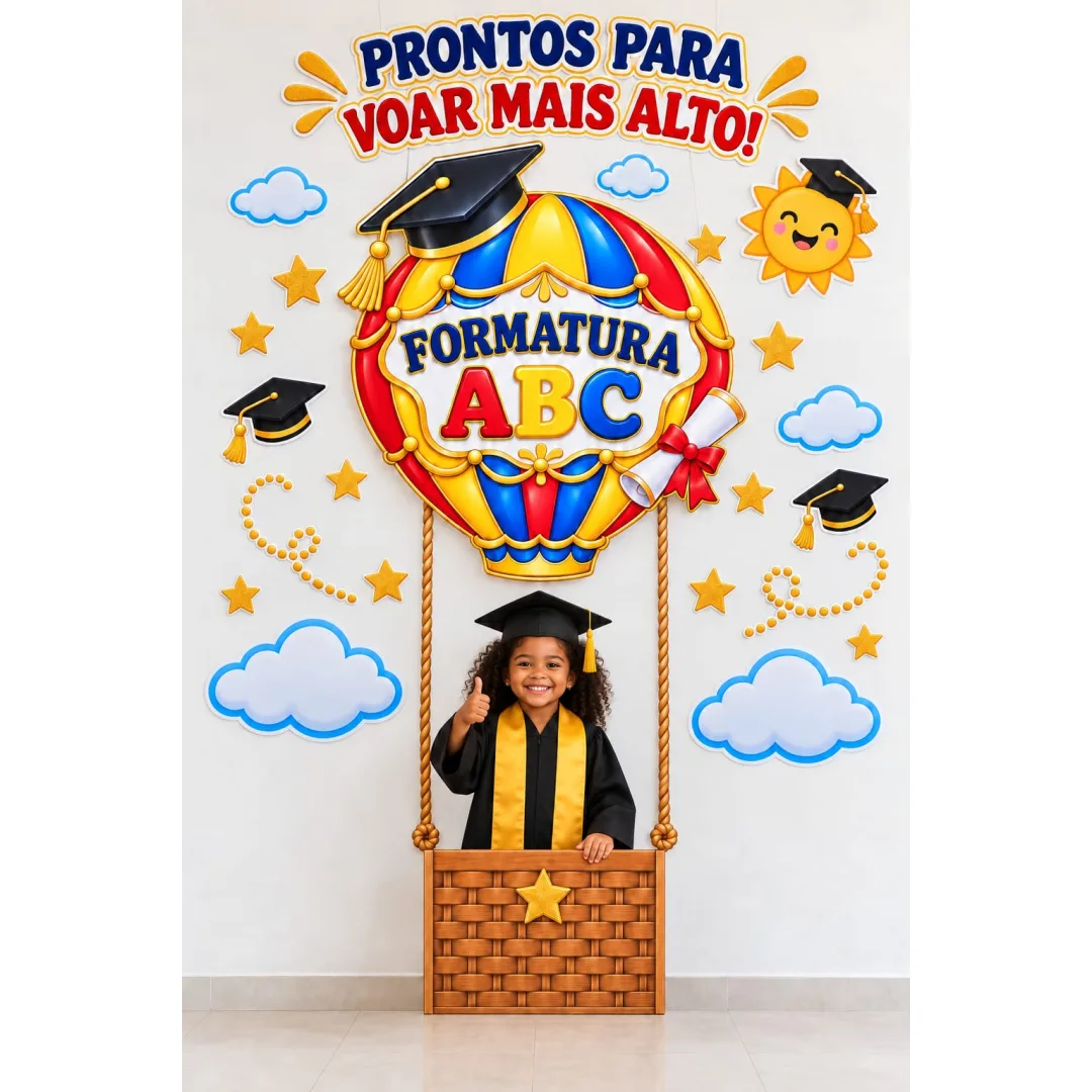 Painel de Formatura ABC Balão em 2 Tamanhos PDF - Educação infantil