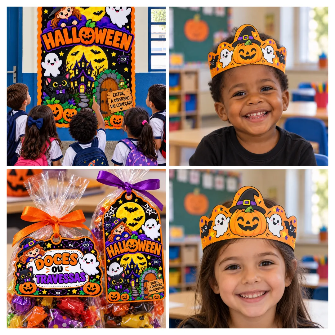 PAINEL DE HALLOWEEN – UM KIT ASSUSTADORAMENTE LINDO! 👻🕷 Deixe a decoração da sua sala ainda mais divertida, colorida e