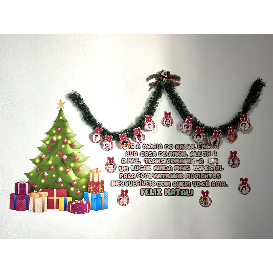 Painel de Natal com Foto ou Desenho — Colorido e para Colorir em PDF