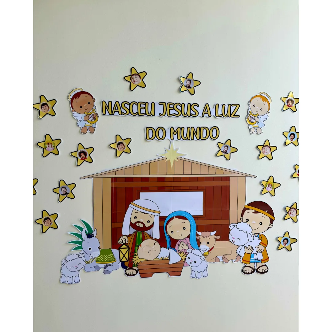Painel de Natal com Presépio e Fotos — Educação Infantil em PDF