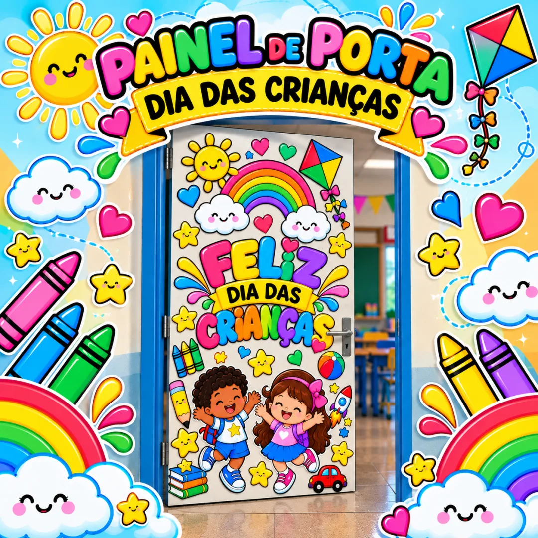 Painel de Porta Dia das Crianças – Decoração Infantil em PDF