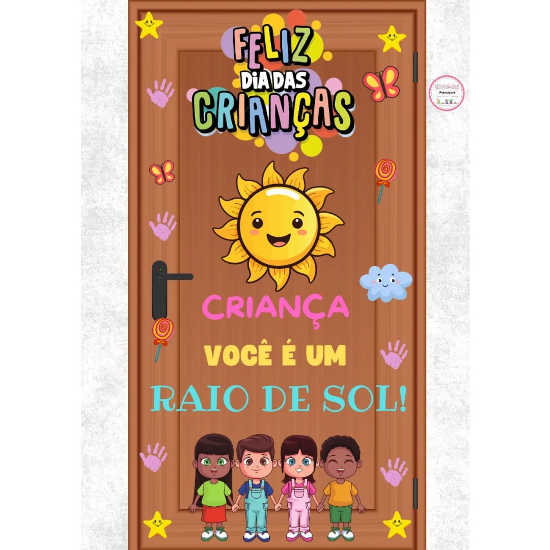 Painel de Porta Dia das Crianças — Pronto para Imprimir