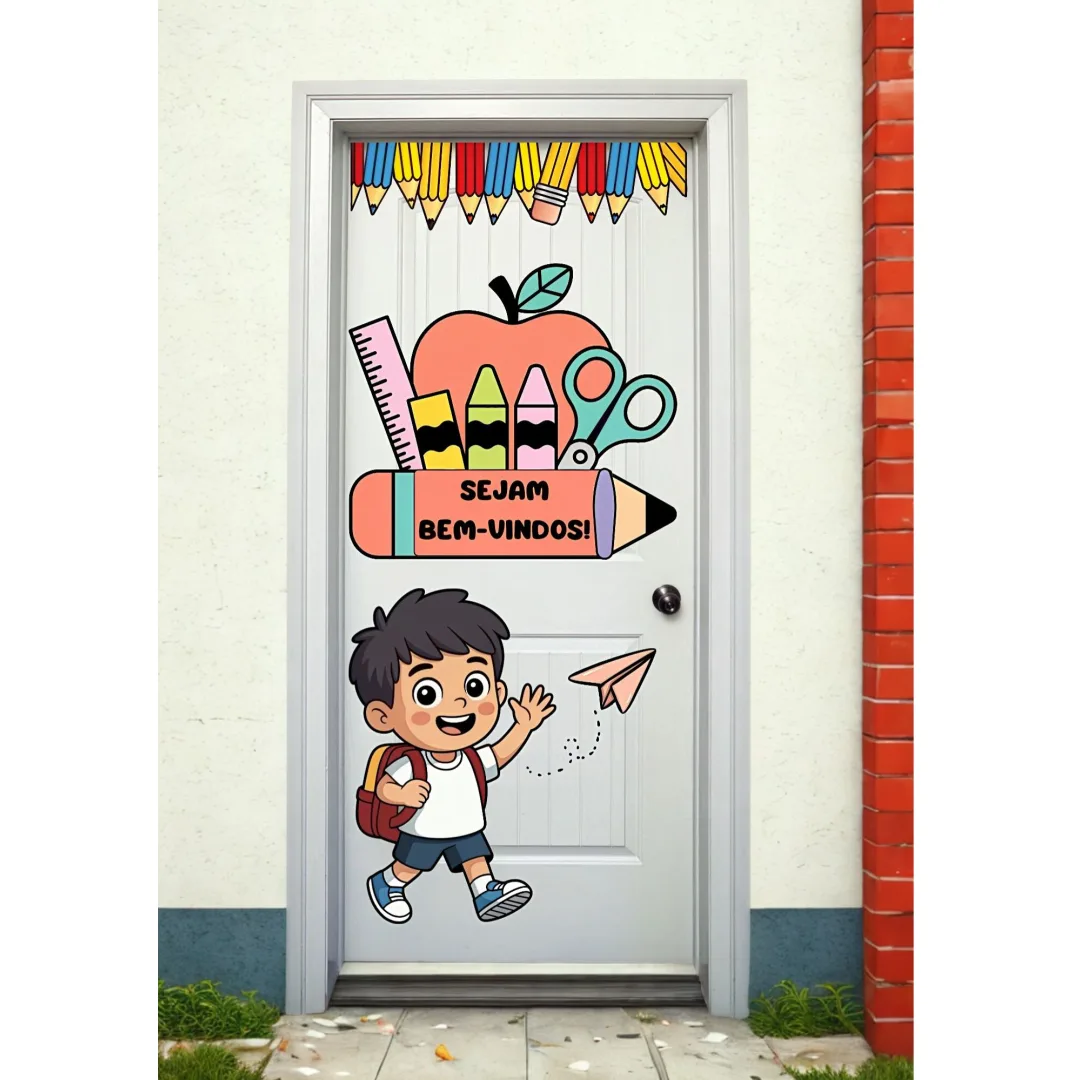 PAINEL DE PORTA VOLTA ÀS AULAS: MATERIAL ESCOLAR
