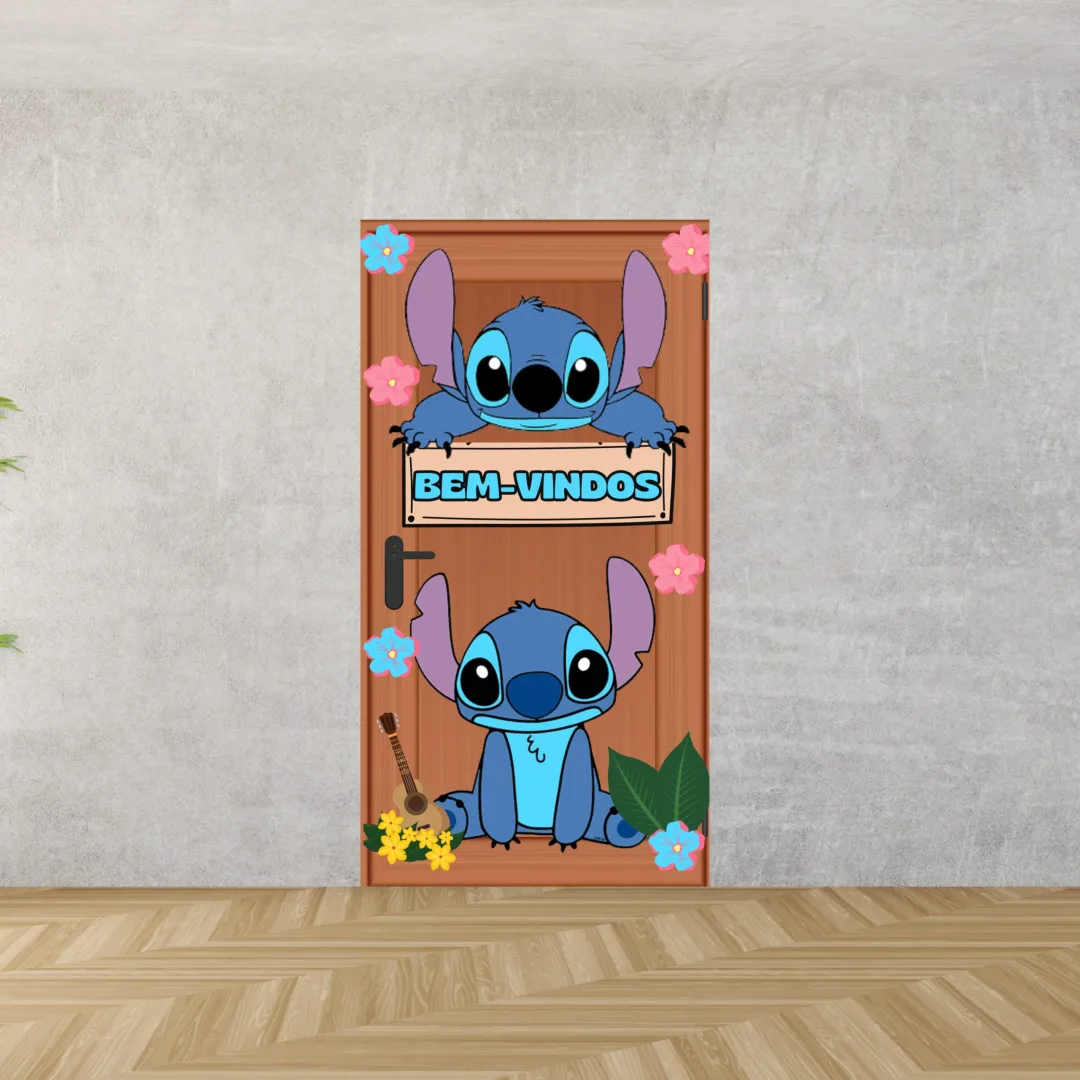 PAINEL / DECORAÇÃO DE PORTA: BEM-VINDOS STITCH & LILO
