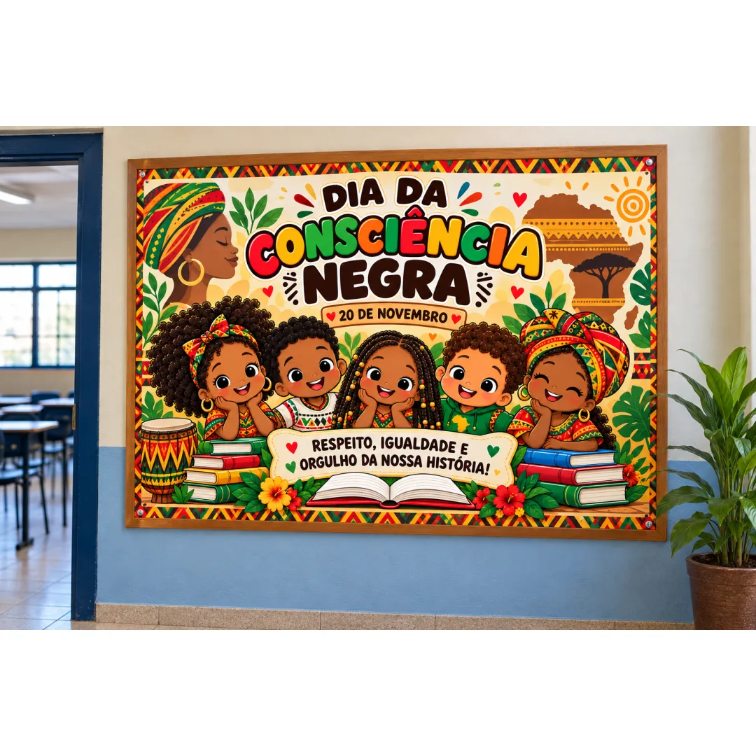 Painel Dia da Consciência Negra em PDF - 8 ou 18 folhas A4