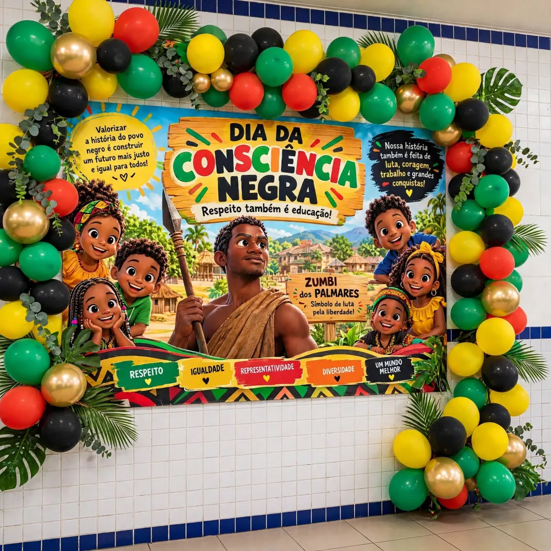 Painel Dia da Consciência Negra para Imprimir – Mural Pedagógico Educativo - Educação infantil e Fundamental