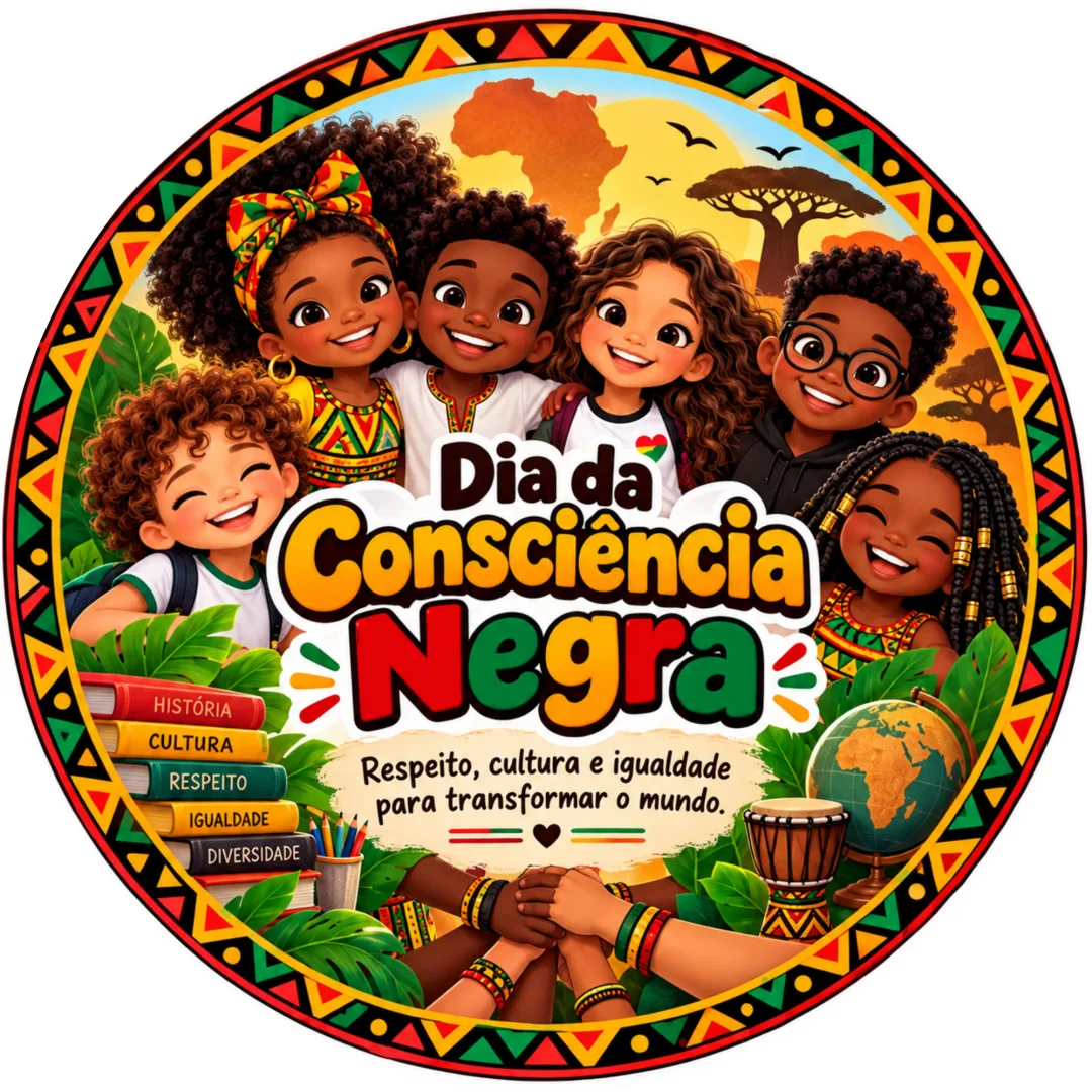 Painel Dia da Consciência Negra: Redondo 50x50cm Educação Infantil em pdf