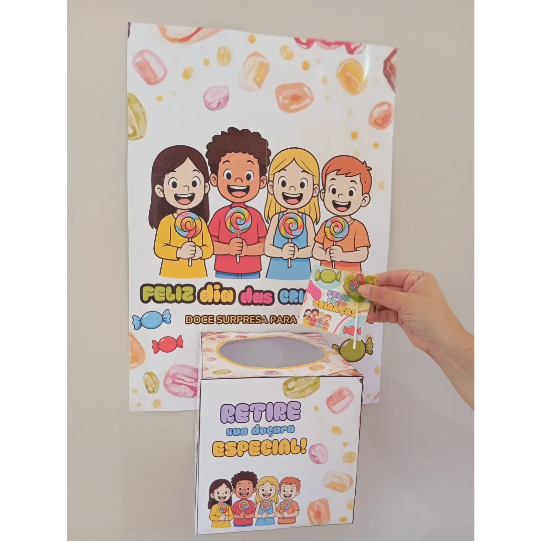 Painel Dia das Crianças 🎈 💰7,00 Com caixinha + cartãozinho ✨ Apenas R$7,00 ✨ 👉 Deixe a festa mais doce e divertida! 